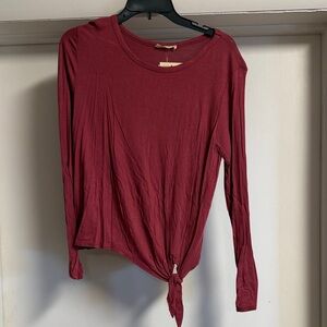 Olivia Rae Burgundy Long Sleeve Knot Top
